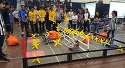 Students participating in Pan Pacific VEX robotics.