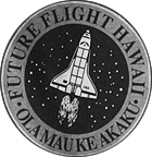 small logo for Future Flight Hawaii in greyscale.